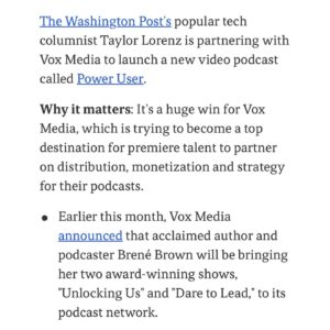 Taylor Lorenz Instagram - Personal news!! Follow @poweruserpod and lmk who I should have on?!?!