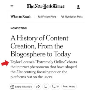 Taylor Lorenz Instagram - Still not over the fantastic review of @extremelyonlinebook in the NYT!!!!!! And they named the book as one of their Fall non fiction picks 🙌🏻