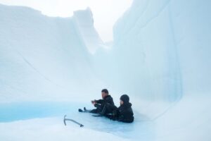 Taylor Rees Instagram - These two, never not talking shop at the office water cooler. Also never not observing, shooting, droning, timelapsing, experimenting, failing, fixing, trying again. Couldn’t ask for a better team to create stories with 💙 @rudy.le @renan_ozturk @expedition.studios 

[shot on #sonyalpha #alpha1 for the @natgeo Explorer series, sailing the Northwest Passage #sonypartner #sonyartisan]