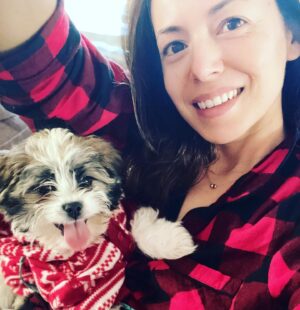 Teresa Castillo Instagram - Christmas came early! 🌲🐶 
Meet Peppermint Barker Posey! 
Aka “Pepper Posey” aka “Pepper” aka “ShmoopyPoopy”😆
Our home just hasn’t been the same since my sweet Ladybug went to heaven. Now we’ve got this adorable rambunctious little floof to love. 🥰Thanks @petember for our precious rescue pup.  We are so in love with her. 
#rescue #floof #shimaltipoo