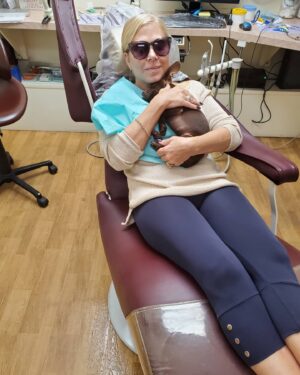 Terri Runnels Instagram - My Wilhemena is always close by! My dentist asked me to take her out of her stroller...I was oh so happy to comply! 🥰❣