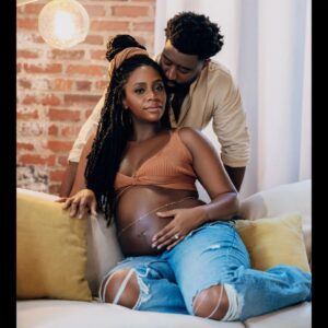 Teyonah Parris Instagram - "The butterflies he gave me turned into little feet!" - unknown 

God showed out when he blessed me with this good GOODT man to venture this journey alongside. Thank you so much for all that you do for me and our family, my love. 

We can't wait to meet you, widdle one!! (I mean... please don't come early cuz the house is still a mess and we have so much to organize! and i aint READY ready...) BUT we do look forward to squeezing and loving on you in God's good timing!! Amen!