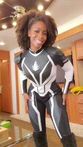 Teyonah Parris Instagram - Nothing like that first suit up, baaaabaaayy!! 'Little Teyonah' is geeeekin' and 'Big Teyonah' cannot believe this country, chocolate gal, with big kinky hair, and thick thighs is suited- n -booted in a @marvelstudios superhero film struttin' in Ms. #MonicaRambeau's knee high boots!! 😳 Yall... AAAAAHHHHHHHHH!!! Soooo many artists contributed to the thousands of moving parts to make this incredibly fun film and I'm honored and grateful for all of them and for the opportunity to be a small part!! 🖤🖤🖤 #TheMarvels in theatres NOW!! 💫 **video circa June 2021**