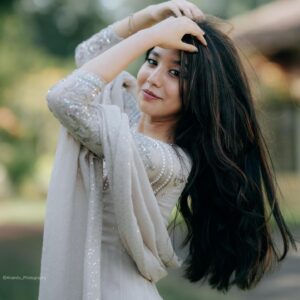 Thamanna Pramod Instagram - 🕊🤍
•
Pc: @anandu._ps 
Makeup and hair: @bella_makeupstudio_ 
Outfit: @shimna_abdulla_