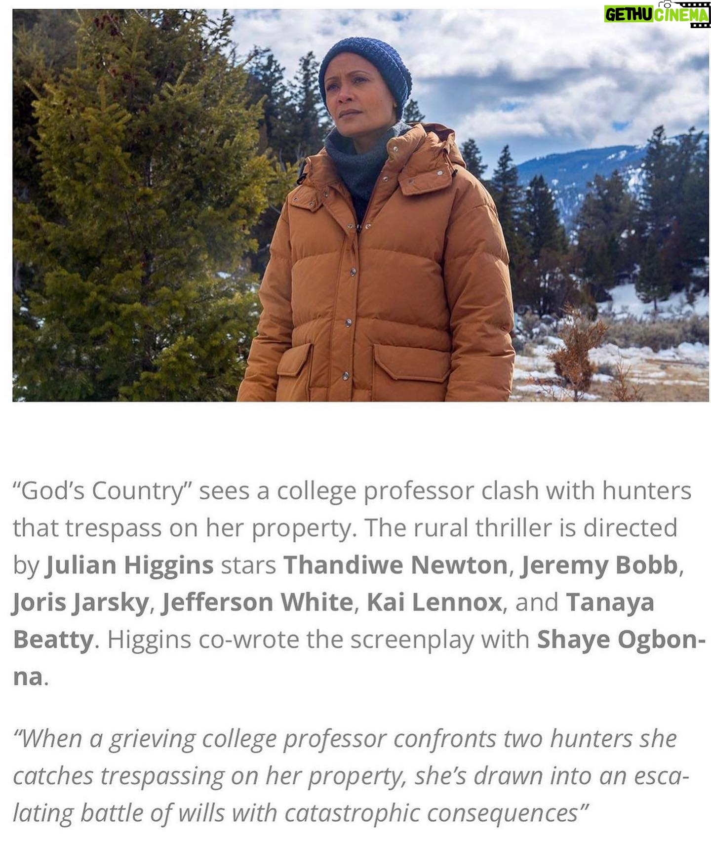 Thandiwe Newton - 3.1K Likes - Repost @shizzleobizzle #GodsCountry
“Ten years ago, as a wide-eyed grad student at AFl I was introduced to the talents of one @filmjulian through
his masterful thesis film, THIEF. I instantly became a fan, and for a fleeting moment imagined working with him one day. I say fleeting because I did not for one second think it was a
probable outcome 😂
Cut to 2016. Our paths finally cross. I'll never forget that conversation. We challenged each other to channel our
activism through our work. That exchange was the seed. After years of patient cultivation, that seed produced GOD'S COUNTRY. And here we are, releasing this offspring into the
world.
They say it takes a village. @wheels41215 the wry comedian/
craft beer critic masquerading as a top-notch cinematographer. Our Day 1 shepherd, @hi_halee who believed in this project before anyone else. @_floraortega and her team who are the definition of "elbow grease." @dellimeat for being the first to bet on us all. @garycotti our ringmaster to
this snow circus.. @xonneliak @jorisjarsky @_jeffersonwhite
@agmarshall @mirandambailey there's so many to thank and this post is already long enough so I will give all of you your flowers in person.
Last, but clearly not least. The Queen. @thandiwenewton.
We're not here without your paradigm-shifting performance. The way you captured this character. The humanity you imbued her with. I mean damn. I cried watching you cut a photo out of an album. Now the world gets to experience it.
Bravo. I'm humbled to be in all of your orbits. I hope to see you
all in Park City!!!”