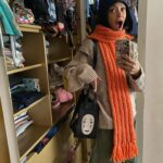 Thandiwe Newton Instagram - Nah mate!!!! Have you SEEN the new collaboration @loewe @studio_gibli ? #NoFace Dream come true. I freakin’ love @jonathan.anderson Hat @maisonmichel Pants @engineered_garments_official Sweater #KapitalJapan Scarf @swanny_stitches