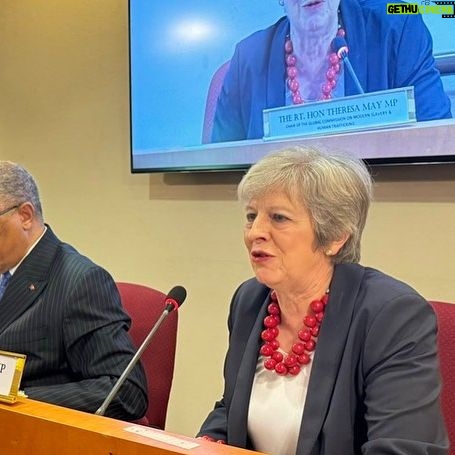 Theresa May Instagram - Great to see @antonioguterres again & meet @unitednations Ambassadors to discuss the work of the Global Commission on Modern Slavery & Human Trafficking. The time has come to restore political momentum towards tackling these heinous crimes.