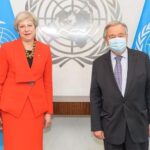 Theresa May Instagram – Good to see @antonioguterres again at the UN to discuss human trafficking & the situation in Ukraine. In particular, how governments can help prevent modern slavery & protect unaccompanied child refugees, who are being left to the mercy of criminal gangs attempting to make money from their suffering.