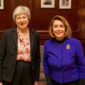 Theresa May Instagram - Good to be back at the UN this week to discuss international efforts in tackling human trafficking. 

Also a pleasure to see @speakerpelosi again & to support our @foreignanddevelopmentoffice teams working with inspiring women in business on #IWD2023.