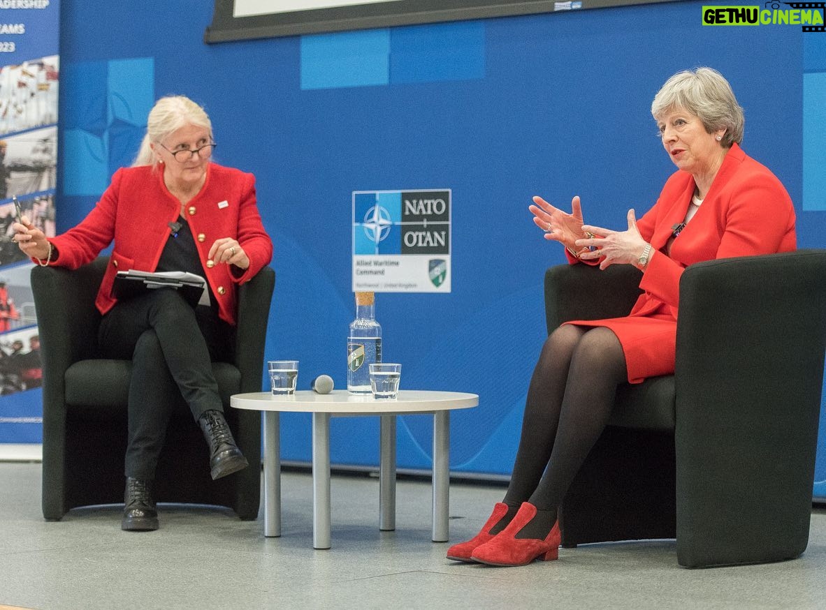 Theresa May Instagram - Pleasure to mark #IWD2023 earlier this week by speaking to military personnel at @natomaritime Northwood on leadership & military success. Women remain underrepresented in leadership roles, but we are making good progress.