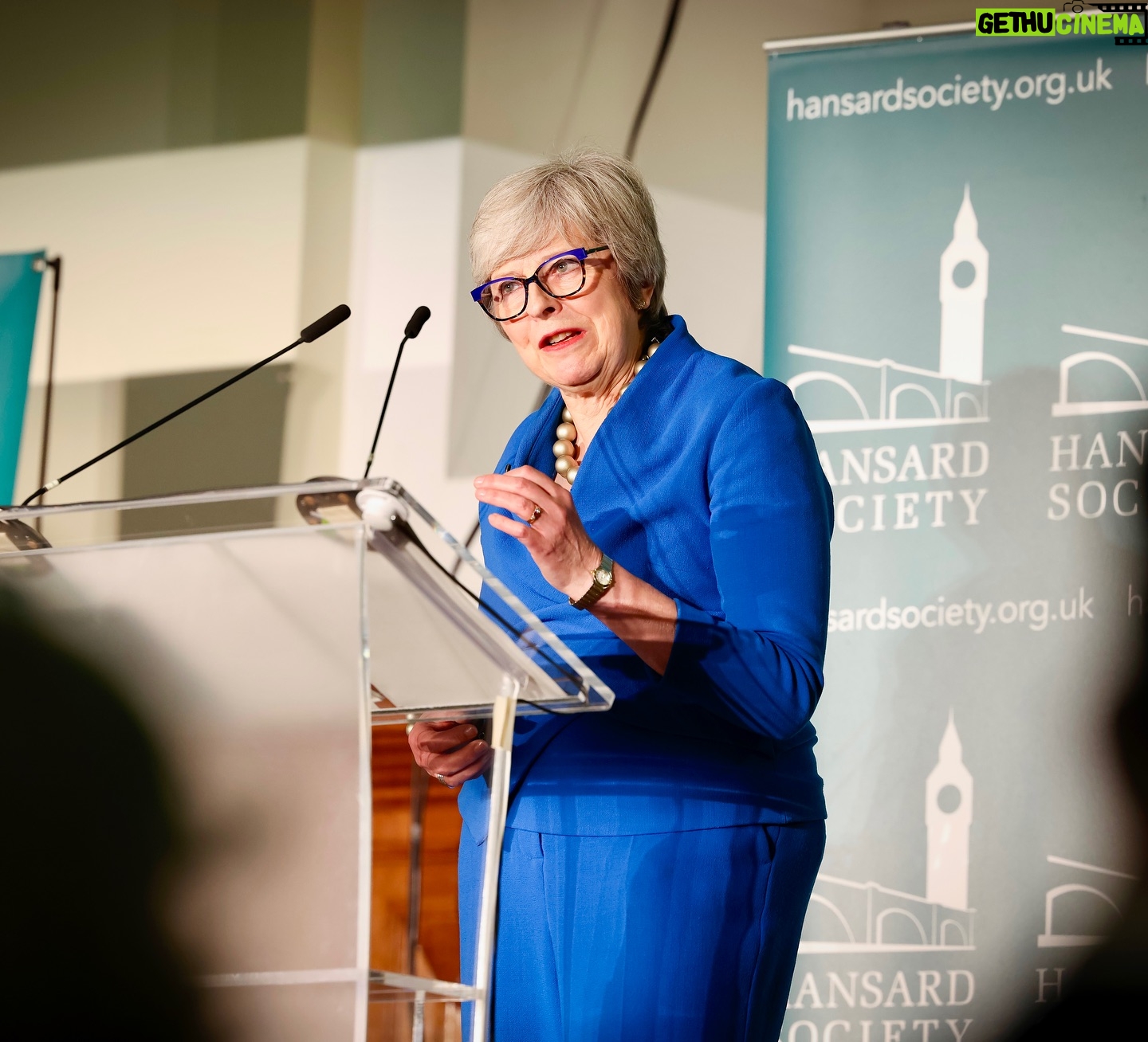 Theresa May Instagram - It was an honour to give the inaugural @hansardsociety Churchill-Attlee Democracy Lecture. At a time when the resilience of our democratic values are being tested like never before we must do all we can to defend them.