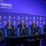 Theresa May Instagram - This week I spoke about the polarisation of global politics and the threat to democracy at the @milkeninstitute alongside @nickkristof @xavier.bettel @ivanduquemarquez Admiral James Stavridis and Michael Froman @cfr_org