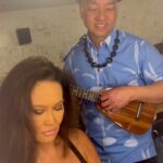Tia Carrere Instagram - Getting ready to go onstage @oldtownschool with @daniel_ho_creations practicing a song we wrote for @georgekahumoku birthday!