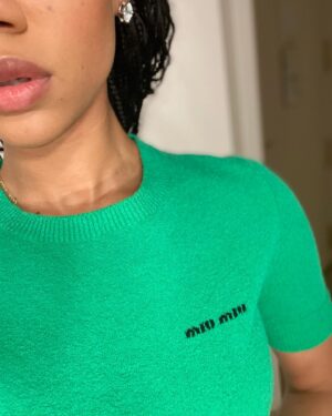 Tiffany Boone Instagram - 💚 in Paris 
Miu Miu Fall/Winter 2022