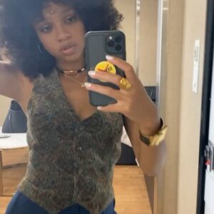 Tiffany Boone Instagram - I am notoriously bad at taking pics on set except for in my trailer 🙈 Bye, Roxy. Thanks for all the good hair, makeup and fits 😝 #HuntersTV out now!