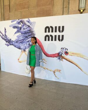Tiffany Boone Instagram - 💚 in Paris 
Miu Miu Fall/Winter 2022
