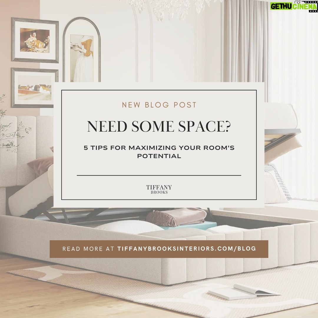 Tiffany Brooks Instagram - Trust me, I get it. You can't imagine a future where you always feel so cramped. A space you originally thought was cozy has become too cluttered and compact. But you don't just want to give up and move, at least not yet. Click the link in my bio or visit tiffanybrooksinteriors.com/blog to discover my tips on maximizing your room's potential. . . . #designtips #tipsandtricks #maximizepotential #blogpost #smallspaces #blog