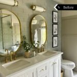 Tiffany Brooks Instagram - Took this serene green bathroom and brought it back to builder-grade 💪 (Swipe for the before) . . . Hopefully y’all see this post on April 1st so you don’t think I’ve lost my damn mind 😩🤞 #aprilfools #beforeafter #prank #interiordesign #buildergrade #buildergradeupgrade #aprilfoolsjoke #bathroomupgrade