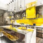 Tiffany Brooks Instagram - Hello yellow 💛 Which kitchen is your favorite? . . . #yellow #kitchen #renderings #pickone #interiordesign