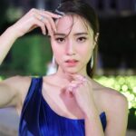 Tiffany Lau Instagram - the look… up close 💙 • • • hair: @suecheung makeup: @elsaling222 dress: @victorchanstudio jewellery: @verejewellery 📸: @yingying1204
