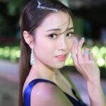 Tiffany Lau Instagram - the look… up close 💙 • • • hair: @suecheung makeup: @elsaling222 dress: @victorchanstudio jewellery: @verejewellery 📸: @yingying1204