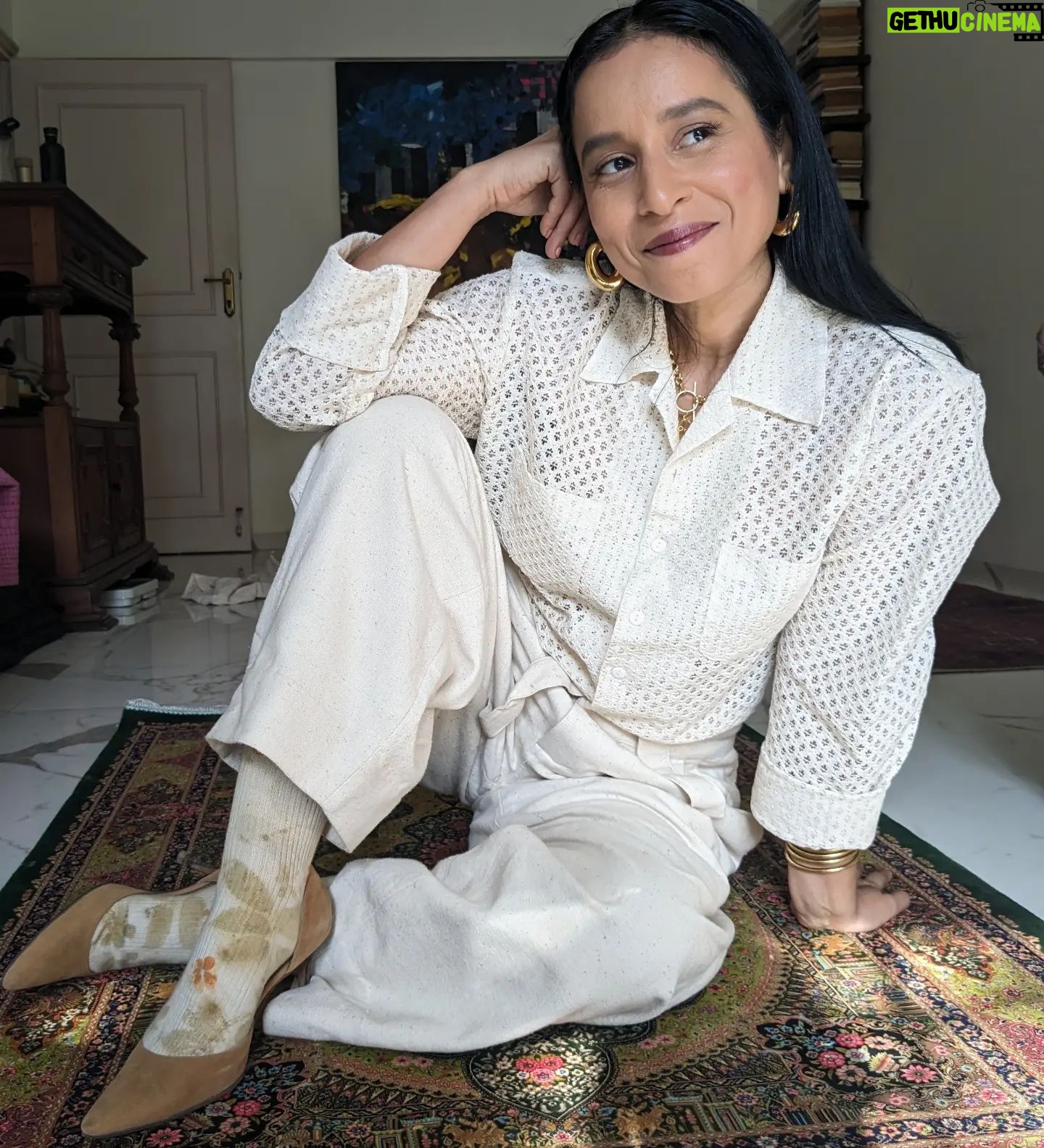 Tillotama Shome Instagram - Magic carpet moments. Lace shirt from @homelandelegies Pants @1111clothing Flower dyed Sock game on @kokun.india HMU @themakeupwaley @hairstyler_artist Jewellery @e3kjewelry Assisted and photographed by @raju.mahto8march