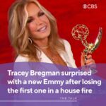 Tracey E. Bregman Instagram - @christianjleblanc presented @traceybregman1 with her new Emmy & there isn’t anyone more deserving of it 🏆💜 #theyoungandtherestless #emmy #actress