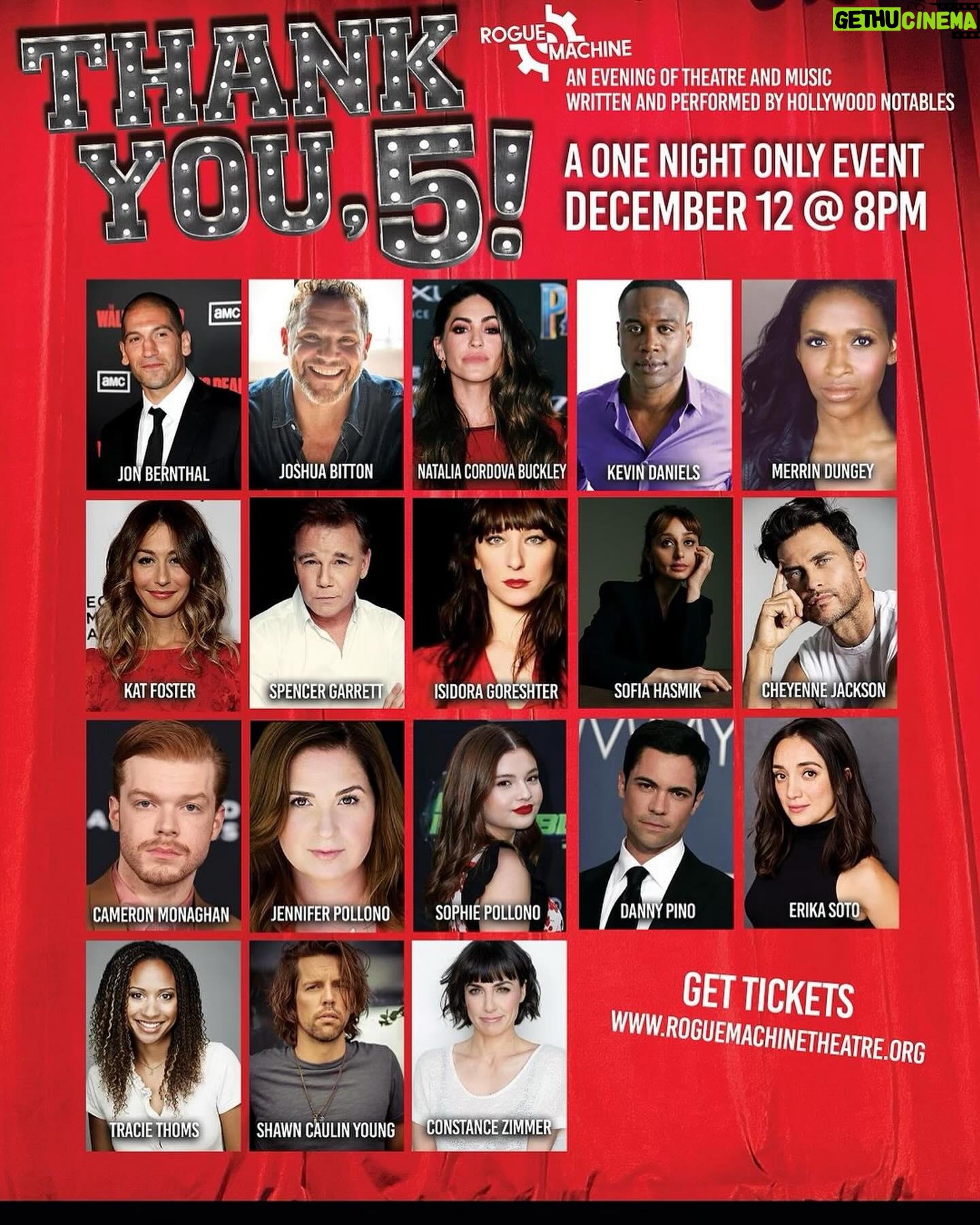 Tracie Thoms Instagram - Wooohooo! I get to play with these amazing folks on Dec 12th at the Matrix Theatre, benefiting @roguemachinetheatre!!! Come check us out!!! Link in bio! #Repost @roguemachinetheatre ・・・ Rogue Machine proudly presents the one night only play reading and entertainment event “Thank You Five: A Star Studded Benefit for Rogue Machine Theatre”. Taking place at our home, the Matrix Theatre, this unique evening begins at 8PM on December 12th and will run approximately 2 hours. Performed by stars of film and television, the short plays are written by some of theatre’s finest talent, including brand new plays by Halley Feiffer, Stephen Adly Guirgis, Vince Melocchi, John Pollono, Tim Venable and more. Emcee’d by Artistic Director Guillermo Cienfuegos, the cast includes Jon Bernthal (The Punisher, Wolf of Wall Street), Joshua Bitton (The Pacific), Natalia Cordova Buckley (Agents of S.H.E.I.L.D.), Kevin Daniels (Sirens) Merrin Dungey (Big Little Lies, King of Queens), Kat Foster (Gaslit), Spencer Garrett (Winning Time), Isidora Goreshter (Shameless), Sofia Hasmik (Superman & Lois), Cheyenne Jackson (American Horror Story), Cameron Monaghan (Shameless), Danny Pino (Law & Order:SVU, Mayans), Erika Soto (Vida), Tracie Thoms (Rent, Cold Case) Shawn Caulin Young (True Detective), Constance Zimmer (UnReal, Entourage) … and others to be named later. Rogue Machine hosted an earlier version of this performance in October, put together and presented by producers Joshua Bitton and Isidora Goreshter as a benefit for members of IATSE, the union of entertainment workers affected by the recent strikes. The evening was such a smashing success, they decided to get the band back together and do it again - this time to support us. The current version of the show features a few new cast additions as well as some surprises, including an entirely new piece by Pulitzer Prize winner, Stephen Adly Guirgis. Rogue Machine is extremely grateful to all who are participating in this benefit, and promises the evening will be a fun, entertaining and memorable experience. Tickets here: https://roguemachine.ludus.com/index.php?show_id=200445538