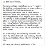 Tracie Thoms Instagram – So much misinformation swirling about. AI is worrisome, sure, but this at least requires our consent and compensation. If this doesn’t pass, we go back to the 2020 deal, which had NO protections at all. AI is here, guys. So many of you all loved it when you willingly gave away your photos (for free) to see what you looked like in high school a few weeks ago. We can’t stop it. SAG doesn’t even have the power to do so. It’s above them. I’d rather have some protections than none. But don’t take my word for it. Read this, from one of our negotiators…. 

I’m voting yes. And I thank our negotiators for fighting hard for us. Thanks @drew_droege for sharing.