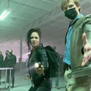 Tristin Mays Instagram - One too many camera angles for our taste!  My rendition of Seasons of Love from “Rent”. Nice going @lucastill.  That’s a wrap on season 5! #Macgyver