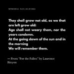 Trudie Styler Instagram - On this 156th National Memorial Day in the US, these lines of poetry are a poignant tribute to all the young souls tragically lost far too young to the horrors of war.