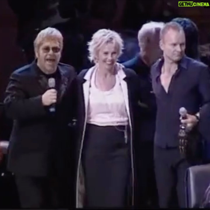 Trudie Styler Instagram - Happy 77th Birthday dearest Elton Here is a moment from our Rainforest Fundraiser show 2002 where along with Sting and James Taylor you so generously and regularly contributed your precious time and talent. We were joined on stage by the late glorious Nina Simone. Thank You @eltonjohn We love you so much