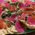 Ulrika Jonsson Instagram - Castelfranco Radicchio, rocket, fennel, blood orange, radish, walnuts, orange, quinoa. Dressed in hazelnut vinaigrette. I’m very saucy. Then succumbed to cubed creamy Lancashire cheese and avocado. On the side. Everyone likes a bit on the side. 🙄 All my own work. Thanking.