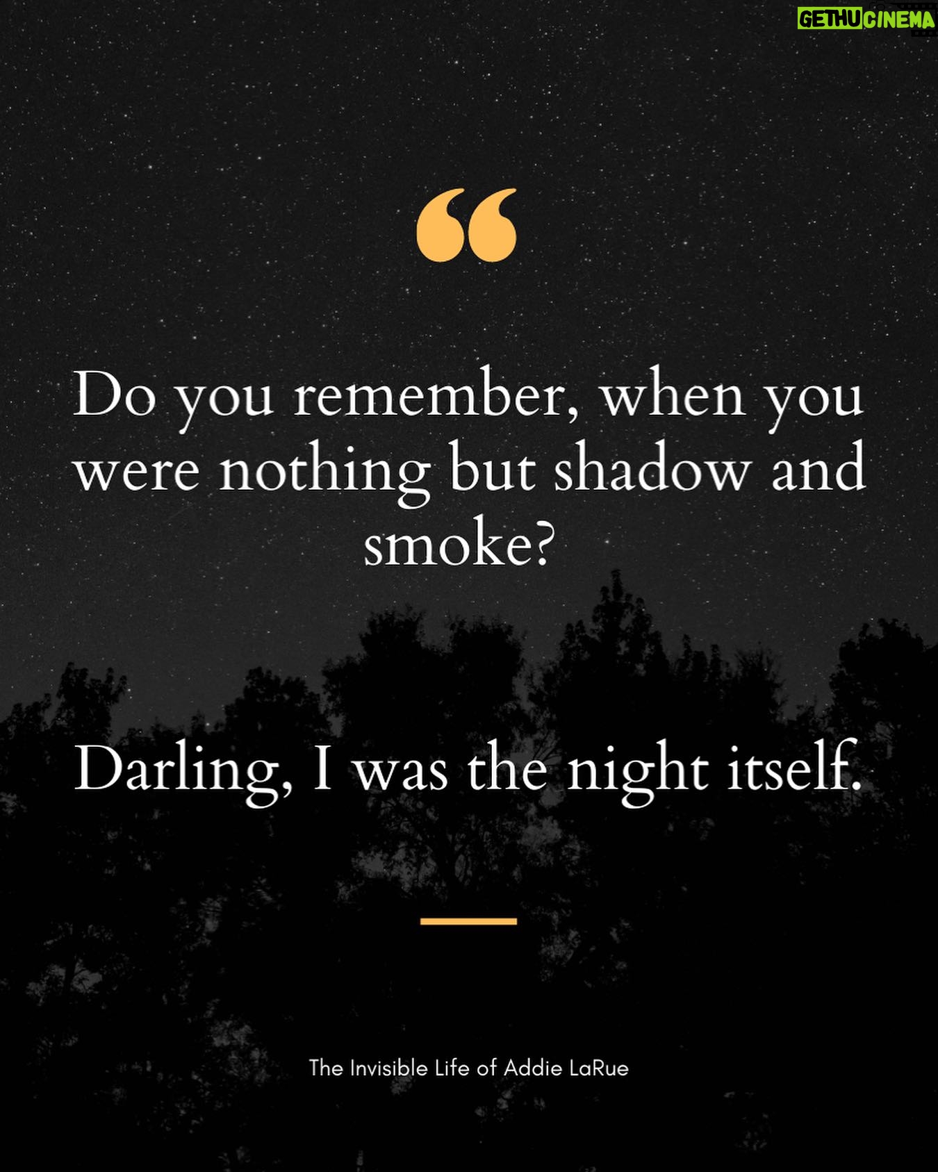 V. E. Schwab Instagram - “Happy anniversary, my Adeline.” It’s July 29th, the day Addie LaRue ran away from a wedding and into the woods, away from one life, and into another. The day that became dusk as she fell to her knees and prayed (by accident or by design) to the gods that answer after dark. The day she traded her soul for time, and ended up forgotten by everyone but him. The devil. The dark. And every year after, he came to her. That night, a blessing and a curse. Because in the end, everyone wants to be remembered. #theinvisiblelifeofaddielarue #veschwab #addielarue #irememberyou