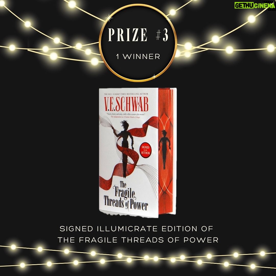 V. E. Schwab - 25.5K Likes - GIVEAWAY CLOSED! ALL WINNERS HAVE BEEN MESSAGED :) Heads up, Buttercups! It’s time for a big holiday giveaway! I couldn’t decide on just one prize, so I chose them all. Enter to win 1 of 4 different prizes. There will be 9 winners total!
Prize #1- (2 winners) A complete signed Shades of Magic Trilogy The Fragile Threads of Power (US edition)
Prize #2- (1 winner) A signed Owlcrate edition of The Fragile Threads of Power (why is it so pretty?)
Prize #3- (1 winner) A signed Forbidden Planet edition of The Fragile Threads of power (so many special details!)
Prize #4- (5 winners) A perfect duo of a lenticular bookmark signed bookplate with my new sigil!
All you have to do to enter is:
⭐️ Like this post
⭐️ Follow this account (@veschwab)
⭐️ Tag a bookish friend in the comments and tell me which prize is your first pick (no promises)
⭐️ Share this post in your stories for an extra entry!
Giveaway ends Dec 24th at 11:59 EST. Open internationally!