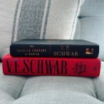 V. E. Schwab Instagram - Same wordcount! Different vibe. Behold, the US and UK hardcovers of The Fragile Threads of Power, in all their glory. The US has taken the STEALTH approach, meant to lure readers into a false sense of security by appearing slimmer than it is. The UK has taken the CHONK approach, reminding readers that while this book won’t fit easily into a purse or satchel, it CAN be used as a weapon. Lila Bard approves of both. #shadesofmagic #threadsofpower #veschwab