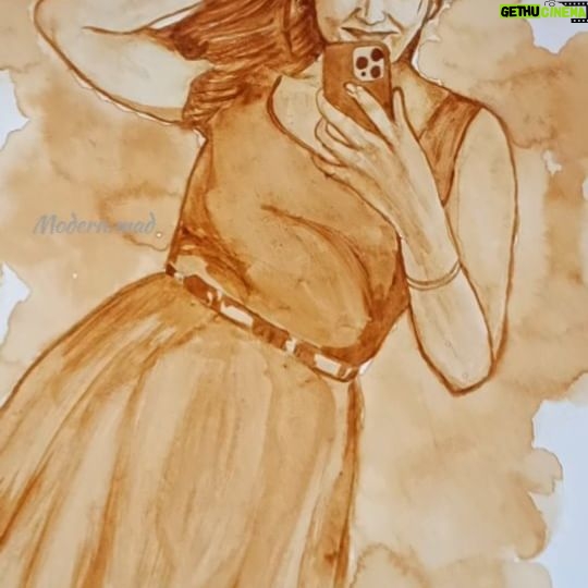 VJ Ezhilarasi Instagram - Her obsession pose💗👸 #mirrorselfie @vj_ezhilarasi . . . . #coffeeportrait #coffeelover #coffeetime #coffeeart #artist #instagram #brustro_official #artvibes #instaartist #instagallery #drawing #drawingstudy #practise #coffeehouse #coffeeholic #cafe #painting #coffeepainting #vj #media