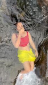 VJ Ezhilarasi Instagram - Everytime I get drenched near waterfall automatically this song plays in my bg😅