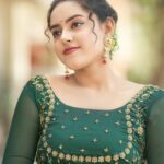 VJ Kalyani Instagram - My Way of turning on the 'Green Flags' 😂 ... Wearing: @designed_by_sindhu Makeup & hair: @aarthibridalmakeover 📸: @eyeclickzstudio ... #greenflag #green #traditional #eventlook #vjkalyani🎤