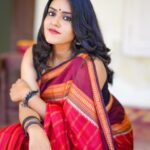 VJ Kalyani Instagram - Red Kanchi Silk Cotton handwoven saree from @panjavarnamsilks 📸: @gett_o_ Muah: @rekhamakeups #effortlesselegance #redsaree #tradition #panjavarnam #vjkalyani🎤
