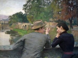 Valentina Bellè Instagram - Sotto suggerimento di mio padre, contrariato dalla mia penultima pubblicazione, carico questo quadro. Les amoureux di Emile Friant. Amore su tela anch'esso.
Più casto,
non meno potente.
Il mondo negli sguardi.
Buon film a tutti, può essere ciò che volete.
.
(uh.. Consiglio di guardarlo. Non vederlo solamente)