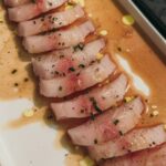 Valentine Thomas Instagram – The photos are too pretty not to post hehe. It’s always so much fun to cook with someone who shares the same passion (aka obsession) for food. @angelmia79 and I made:

Photo 2: African pompano, bacon cold smoked by @joserlfreedive 

Photo 3: Kampachi, Sumo orange ponzu, orange oil

Photo 4: Bonito sashimi, EVOO, Maldonado salt, chives 

Photo 5: King mackerel ragout bruschetta 

Photo 6: torched mackerel

Photo 7: mackerel topped with rice brown vinegar shallot vinaigrette, harissa oil

Photo 8: roasted snook head, miso-ponzu butter 

Photo 9: ma fav Italian buddy 🇮🇹 

Photo 10: lobster pasta, Dyson air dried mullet bottarga 😂(thank you @efish_co for the roe)

📷 @ggerbasi 

All eaten by @laurensarasua 😂