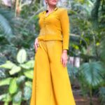 Vandana Lalwani Instagram - Life is a party, so dress for it 😉 . . . Wearing @savi__k__ #instagood #ootd #yellow #coordset #weddinginspiration #shaadiseason #fusionwear #vandanalalwani
