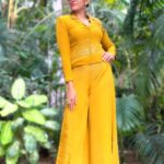 Vandana Lalwani Instagram - Life is a party, so dress for it 😉 . . . Wearing @savi__k__ #instagood #ootd #yellow #coordset #weddinginspiration #shaadiseason #fusionwear #vandanalalwani