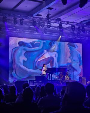 Vanessa Carlton Instagram - @nilerodgers is not just a musician, he is an architect of a sound. A sound that lifts you off the ground. He is simply a magic man. He is also a sweetie. I sat next to him on a plane a long time ago and he was kind to me. It was a great honor to open for him at the #DancingOnTheSand festival this past weekend. Thank you to @lionelrichie (huge fan!) and @vibeepresents for inviting me and my band to be a part of the show! A big thanks to my band mates @skyeayeaye @jesskehume @jburgerdrums. Love you guys.

Vanessa

PS. Last shot is @johnjmccauley of the band @deertickmusic and our new son Angus. John had to take one for the team and stay behind last minute because Angus couldn’t travel and needed his dog Dad.