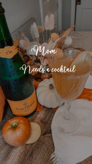 Vanessa Evigan Instagram - Let’s call it
“Mom needs a stiff drink holiday cocktail”

Watch until the end for full mom effect

Rim:

2 tbs Carmel 
2 tbs cinnamon 
1 tbs sugar

Cocktail:

1/4 cup apple cider 
2 oz Carmel vodka
Top with favorite Prosecco or champagne 
Cut apple for garnish

#holidaycocktails #falldrinks #momlife