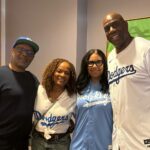 Vanessa Bell Calloway Instagram – Thanks to our good friends @magicjohnson @thecookiej we enjoyed #jackierobinson Day with @dodgers This is always a fun evening with the Johnsons and many of our friends! 💙💙💙