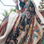 Vasanthi Krishnan Instagram – Look what we are back with🖤

Authentic Hand Drawn & Hand Painted Mangalagiri Pattu Penkalamkari Lord Krishna Theme saree

DOP @rogue_villa_ 📹📷📸

Desginer @ushas.couture 
  @ushaakiran17 🖤🖤

#instagram #vasanthikrishnan #mangalagiripattu #saree #kalaripayattu #indianwear #fashiondesigner #cuteone😍 #bigbosstelugu6 #bbjodi #pk #vk #sareefashion