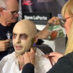 Ve Neill Instagram - Thank you @ppipremiereproducts for hosting Steve La Porte and I this Friday night at Son of Monsterpalooza to recreate my famous Michael Keaton Beetlejuice makeup! Thank you @fanboybrandon for sitting still the entire process and @officialherohair for making the wig! Hope to see everyone the rest of the weekend! #beetlejuice #michaelkeaton #timburton #winonaryder #fxmakeup #fxmakeupartist #makeuptutorial #makeup #mua #veneill