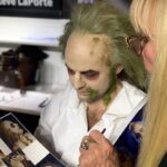 Ve Neill Instagram - Thank you @ppipremiereproducts for hosting Steve La Porte and I this Friday night at Son of Monsterpalooza to recreate my famous Michael Keaton Beetlejuice makeup! Thank you @fanboybrandon for sitting still the entire process and @officialherohair for making the wig! Hope to see everyone the rest of the weekend! #beetlejuice #michaelkeaton #timburton #winonaryder #fxmakeup #fxmakeupartist #makeuptutorial #makeup #mua #veneill
